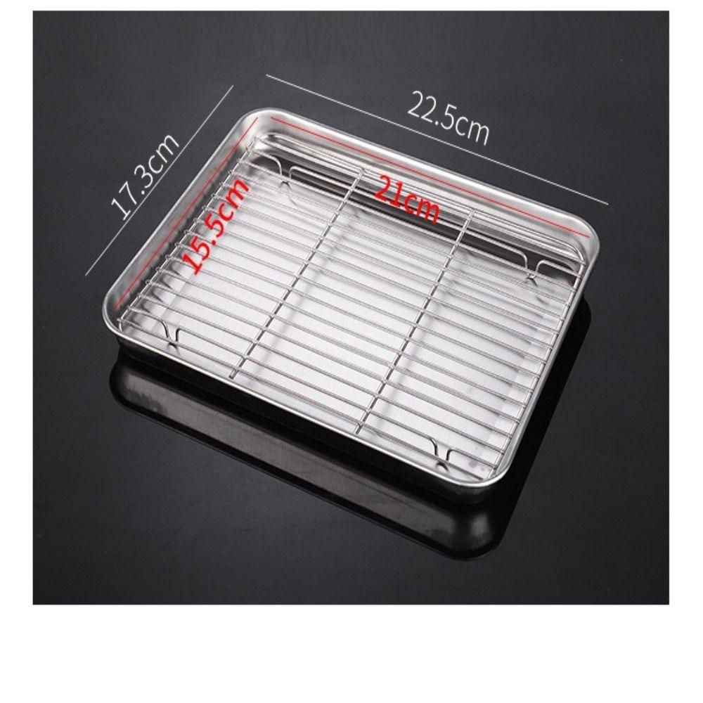 Solighter Food Storage Tray Nampan Kosmetik Serba Serbi Desktop Storage Baking Pan Persegi Panjang Piring Saji Peralatan Dapur Rak Bumbu BBQ Grid Kukus