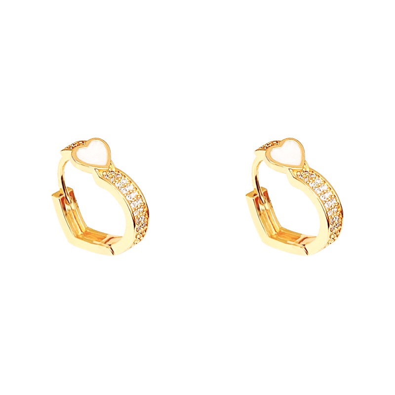 Kualitas Tinggi925 Perak Jarum Zirkon Anting Hati Fashion Wanita Anting Hoop