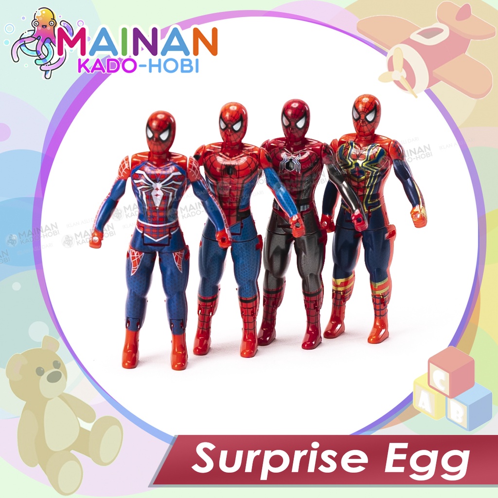 MAINAN ANAK EDUKASI LAKI TELUR SURPRISE EGG SUPERHERO SPIDERMAN