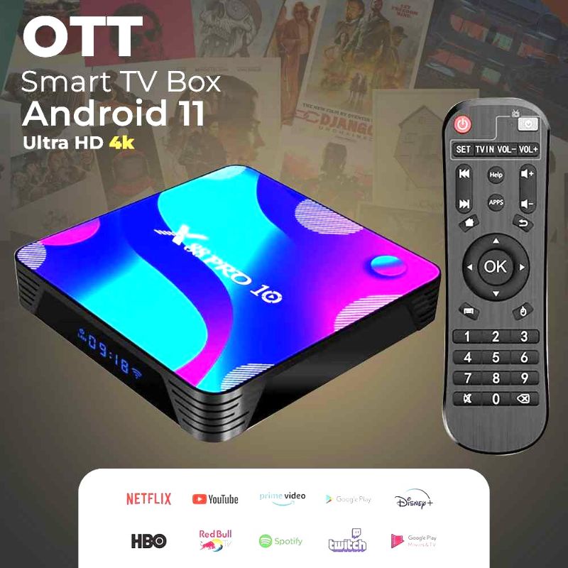 OTT Smart TV Set Top Box Media Player 4K Ultra HD Android 11 RAM 2/16GB - X88 Pro 10