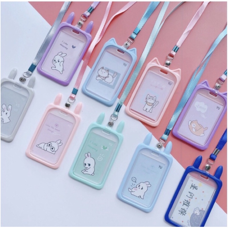 GANTUNGAN TALI KARTU AKSES KANTOR MRT BUSWAY LANYARD CARD HOLDER MOTIF KUCING