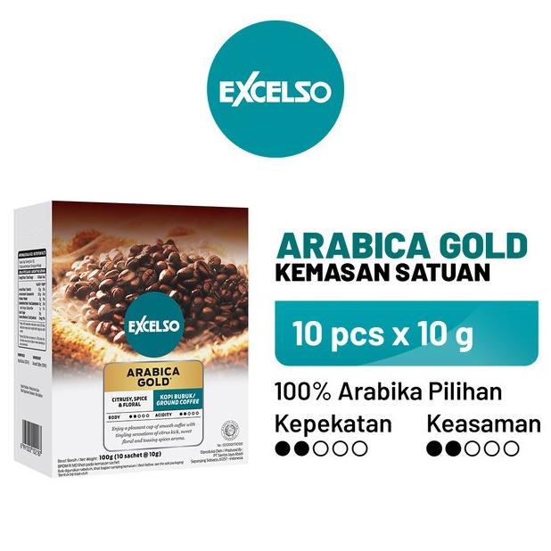 

[BISA COD] EXCELSO Arabica Gold - Bubuk Kopi 1 Folding Box (10 x 10 gr)