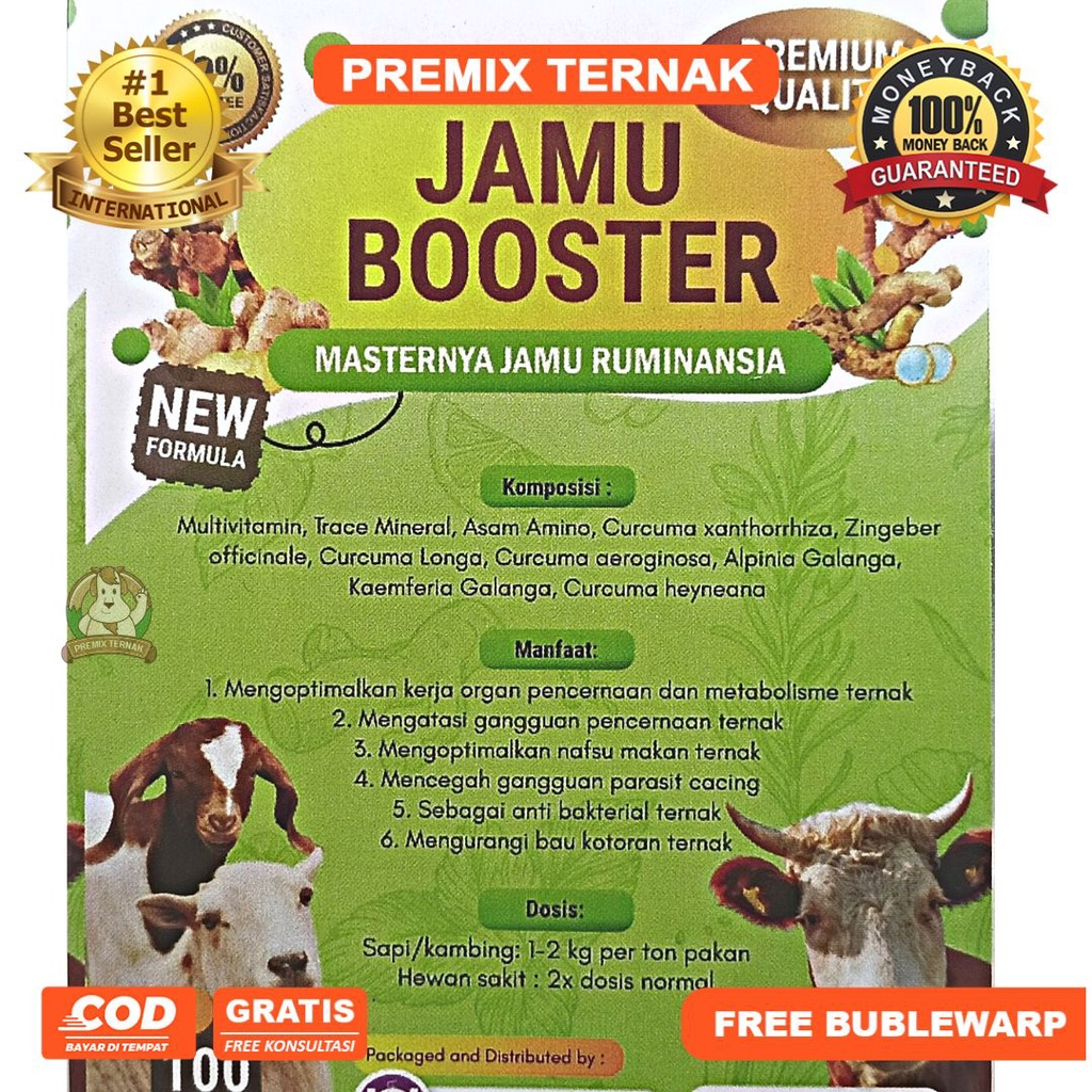 JAMU SAPI 100 gr - JAMU BOOSTER PREMIUM QUALITY 100 gr - MENINGKATKAN NAFSU MAKAN, KESEHATAN DAN PRODUKTIVITAS SAPI