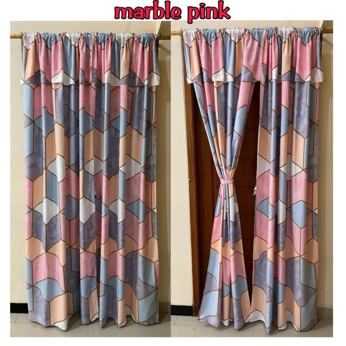 Galeripuko - Gorden serut Pintu dan Jendela Motif Marble Pink