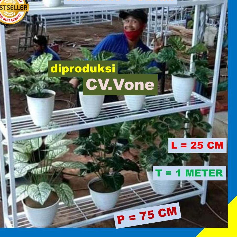 LANGSUNG KIRIM.. Rak Bunga Besi Susun 3 Minimalis Tanaman Hias Aglonema Bertingkat 20 Dudukan Kotak 