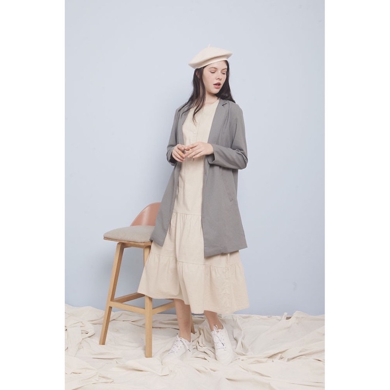 Kalina Blazer Grey Merche Outer Coat Pakaian Wanita