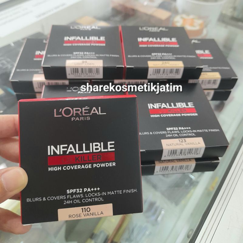 (Original) Loreal Paris Infallible Oil Killer High Coverage Powder 95 110 123 128 240