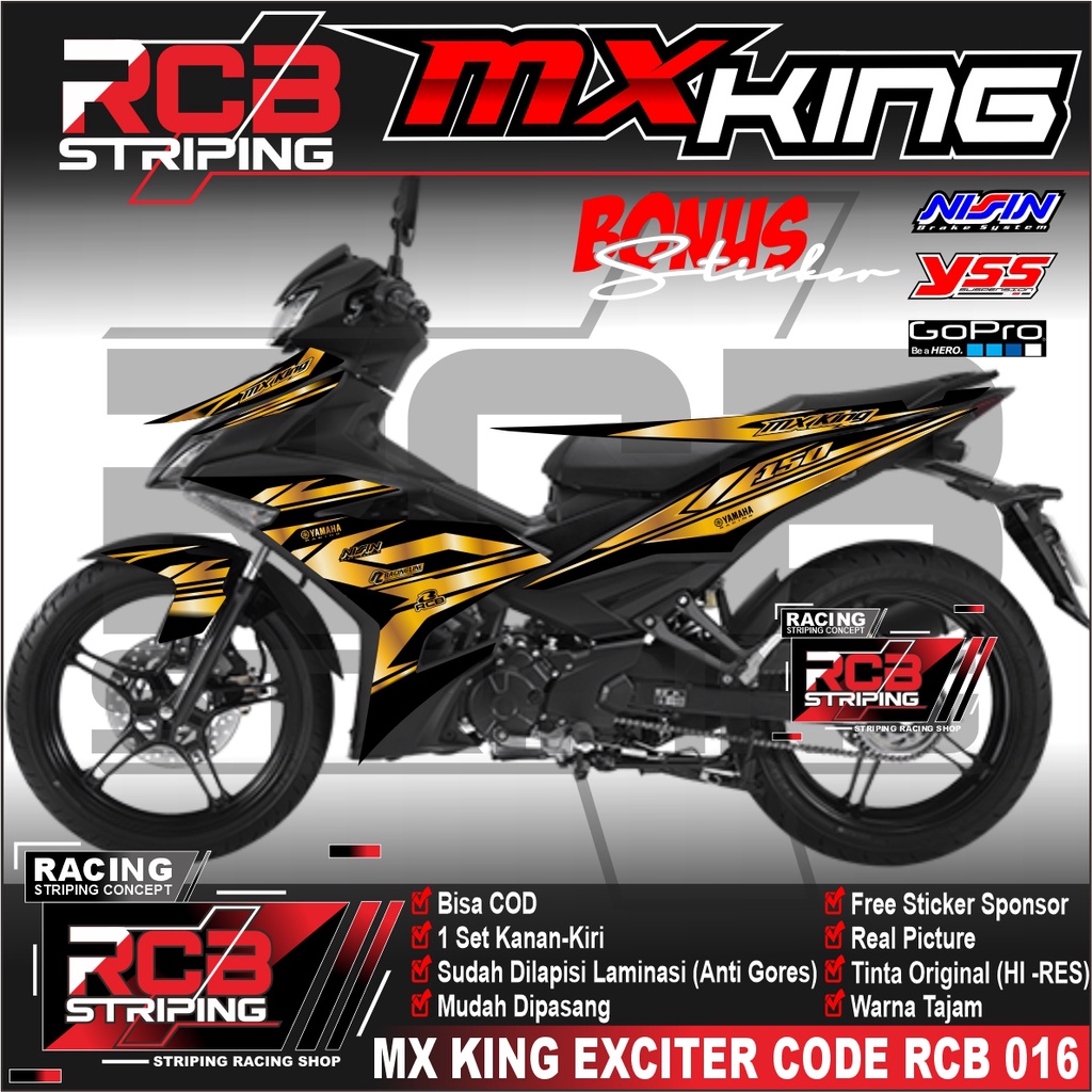 Striping Variasi List Semi Full Jupiter Mx King Warna Gold Sticker MX KING Desain Grafis RCB 016