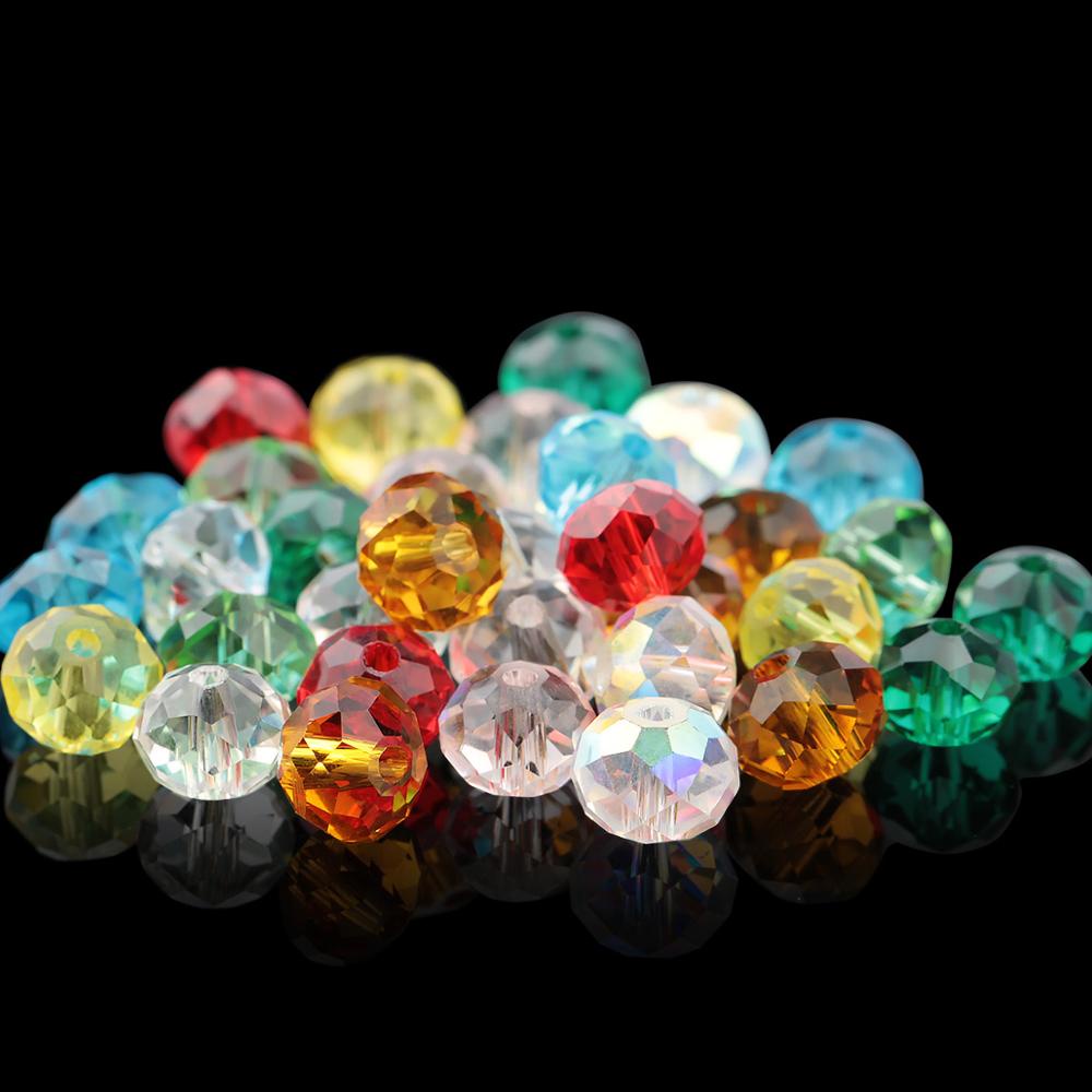 Big sale 6-8mm Manik-Manik Bulat Kristal Warna-Warni charms Kaca Manik-Manik Longgar Untuk Membuat Perhiasan Kalung Gelang Aksesoris