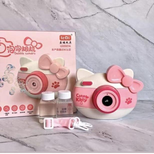 SALEMAINAN ANAK BUBBLE CAMERA HELLO KITTY ELEKTRIK KAMERA GELEMBUNG BUSA SABUN BLOWER KARAKTER HELLO