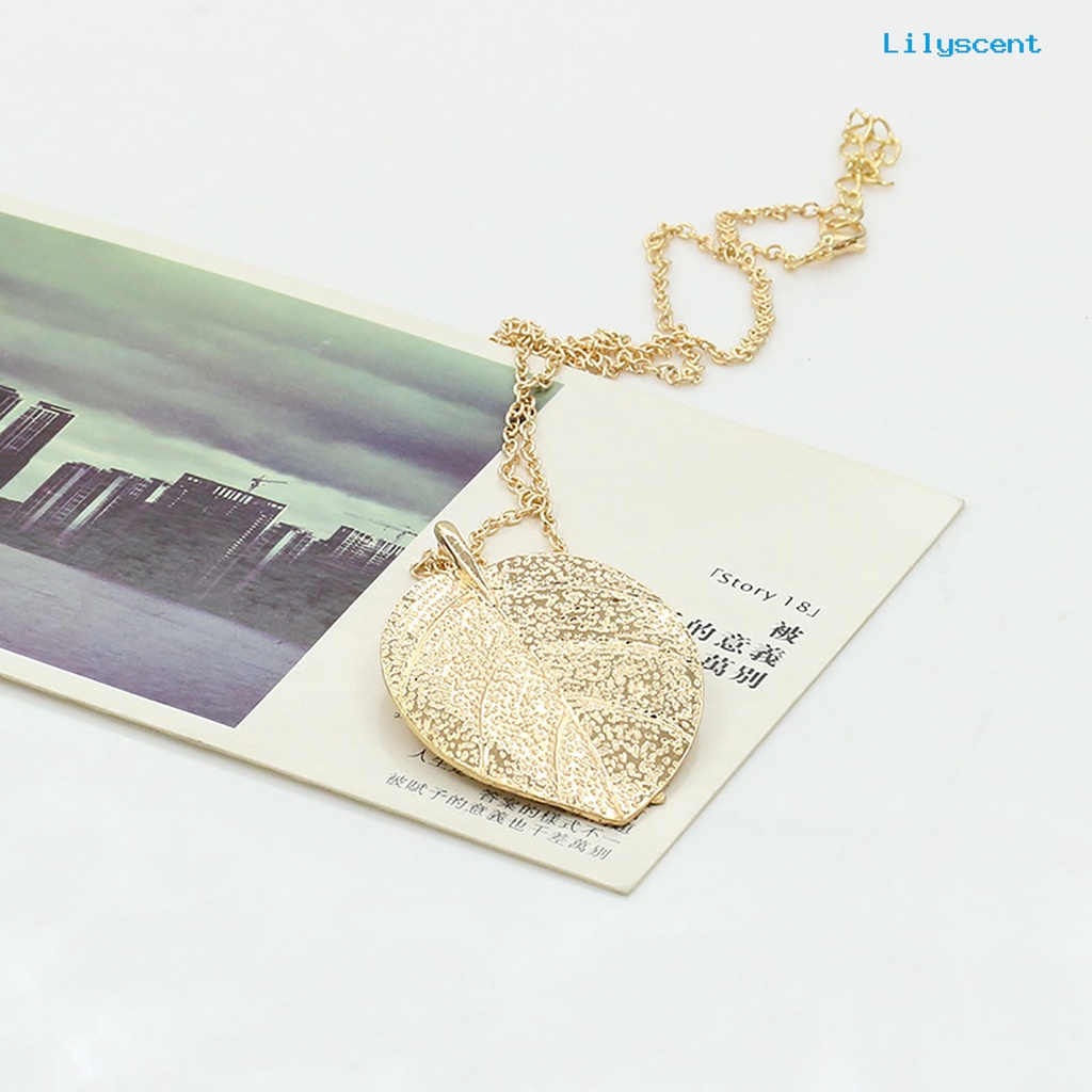 [LS]Chain Elegant Leaf Charm Anggun Tekstur Bening Hias Colorfast Kalung Tanaman Hidup Kekinian