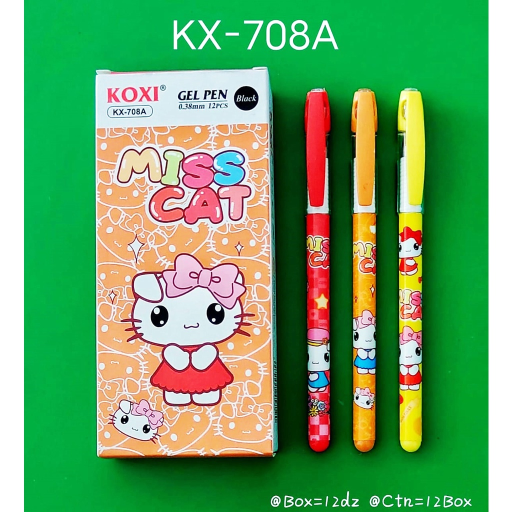 

Pulpen Gel Koxi Miss Cat KX-708A 0.38 mm Hitam Isi 12 pcs