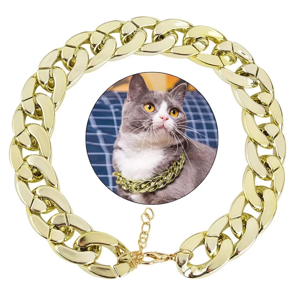 Kalung rantai emas untuk hewan peliharaan bahan alloy ringan