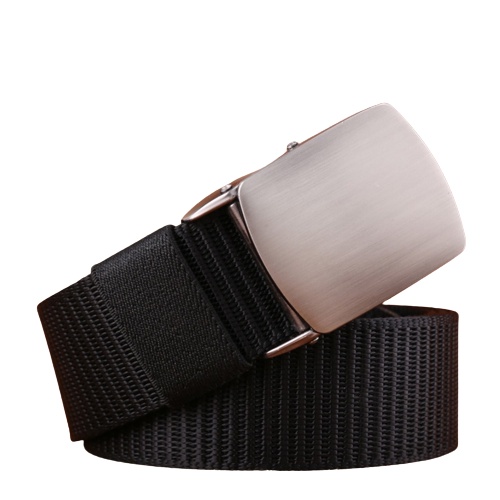 TERMURAH Sabuk Tali Ikat Pinggang Pria Canvas Stylish Buckle Belt Besi Black