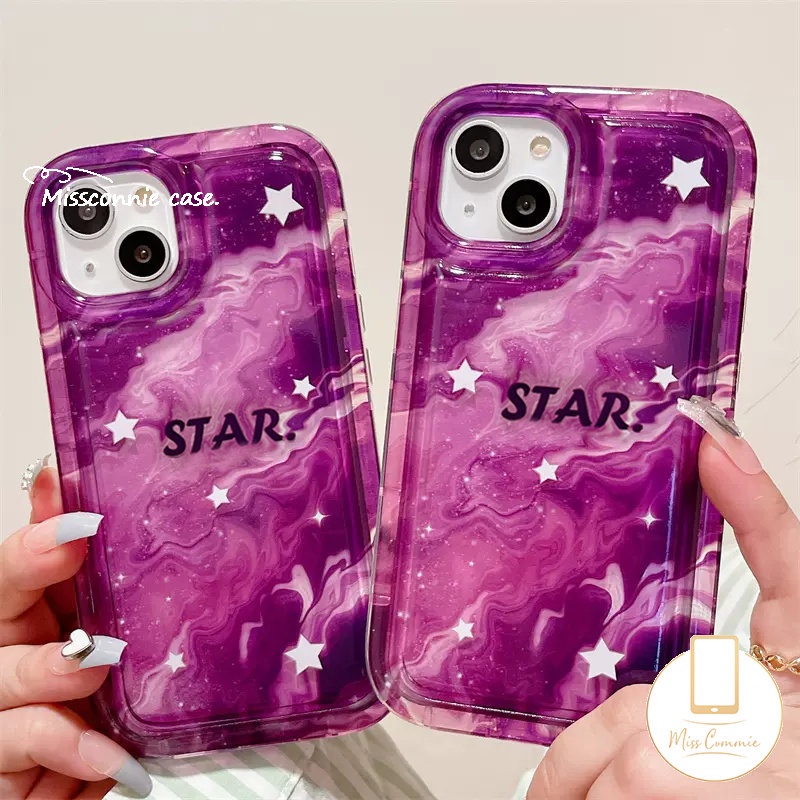 Casing Tahan Guncangan Kompatibel Untuk iPhone 11 Pro MAX 7Plus 8Plus 14 13 12 Pro MAX 6 6S 7 8 Plus XR X XS MAX Fashion Marmer Gradasi Langit Berbintang Airbag Lembut TPU Anti Jatuh Penutup Belakang
