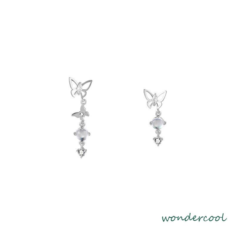 S925 Anting Rumbai Kupu-kupu Asimetris Perak Desain Mewah Anting Premium Sense-Won-Won-Won