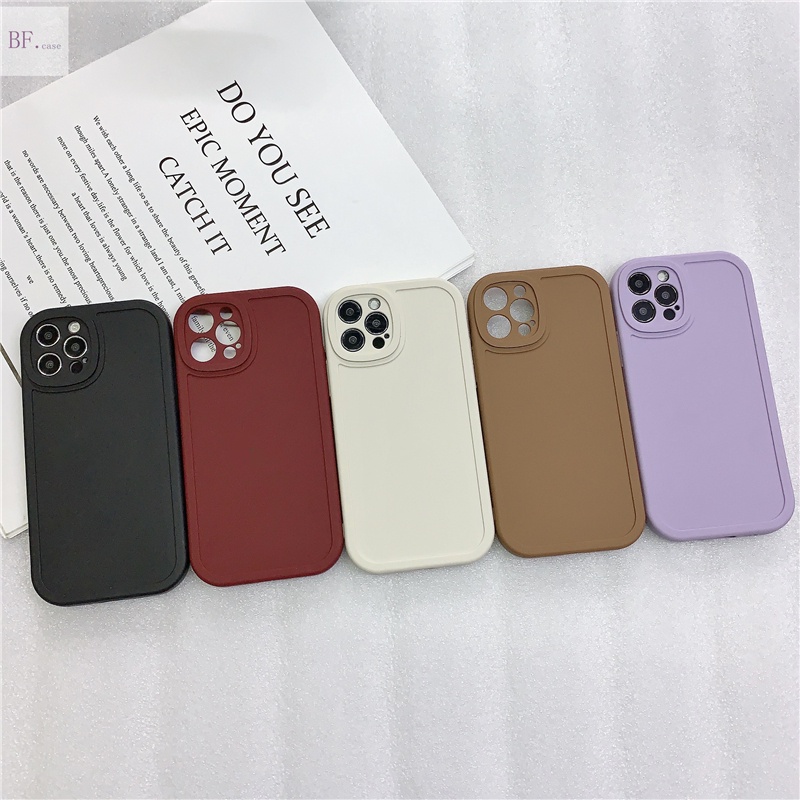 IPHONE Casing Silikon Lembut Garis Solid Dari Gadis Gemuk Kecil Untuk Iphone11 12 Pro Max X XR XSMAX.7 8plus