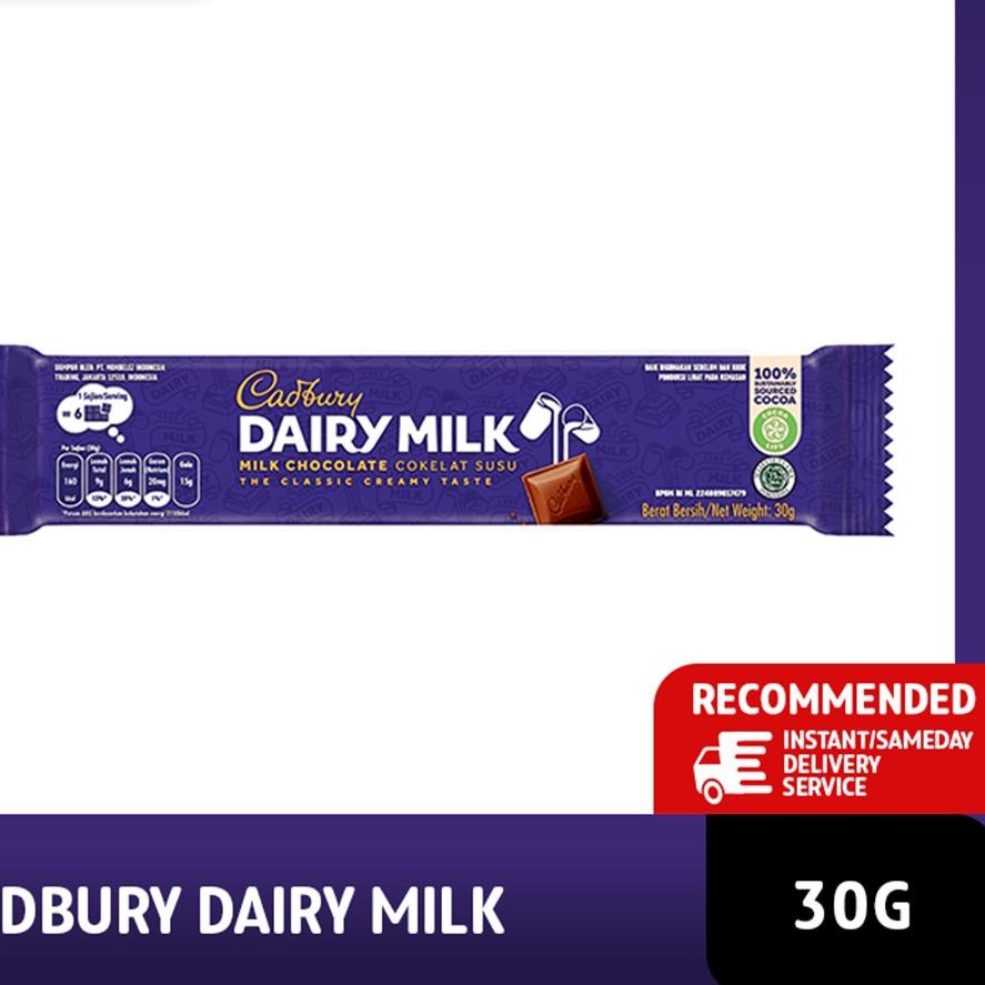 

Import Terbaik Cadbury Dairy Milk Chocolate Original Regular 30g, coklat dengan susu untuk Camilan