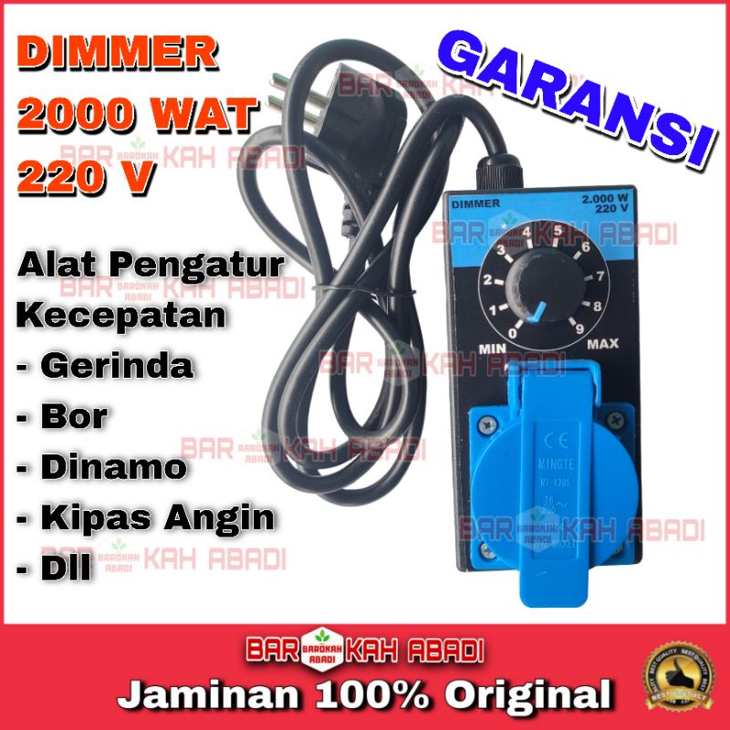 pengatur Kecepatan Putaran Gerinda Bor Dinamo Kipas Heater Lampu Dimer AC 2000 wat Dimmer 2000wat