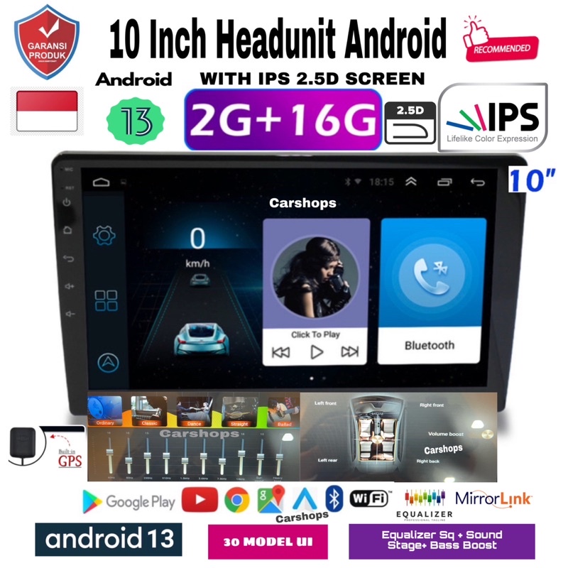 Headunit Android 10 Inch Ram 2 GB Double Din Tape Mobil Universal Navigasi Mobil
