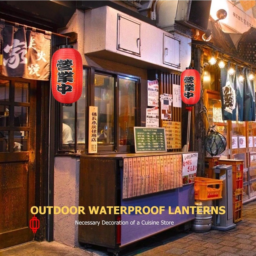 Lampion MERAH Panjang Jepang Waterproof Restaurant Restoran Pub Bar / Lampion Kapsul Lonjong Capsule