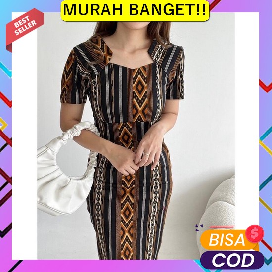 Baju Dress Natal Wanita Remaja Modern Gaun Pesta Perempuan Dewasa Mura Herfit Dress Batique / 9207