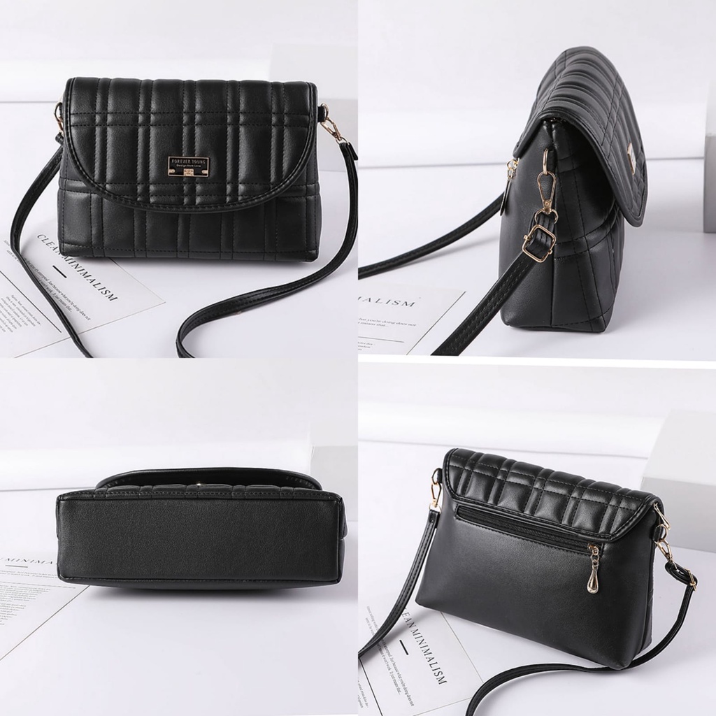 TAS SELEMPANG WANITA FOREVER KULIT YOUNG ORIGINAL HITAM TA716B5 WARDENIA IMPORT SLING BAG REMAJA KEKINIAN CEWEK MURAH BRANDED BATAM KOREAN SIMPLE CASUAL PREMIUM