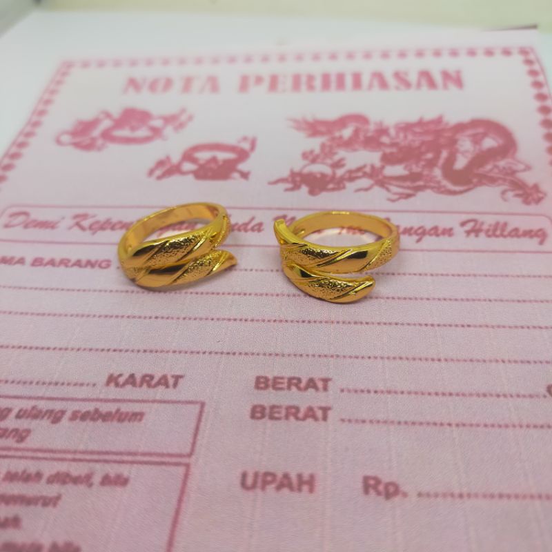 cincin ular lapis emas muda asli,, cincin wanita import lapis sepuhan emas asli tidak mudah luntur,,