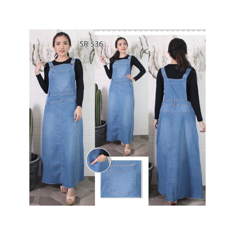 BLARS - ORIGINAL BAJU ROK LONG DRESS GAMIS OVERALL OTTO TERUSAN PANJANG BAHAN JEANS DENIM TEBAL MODE