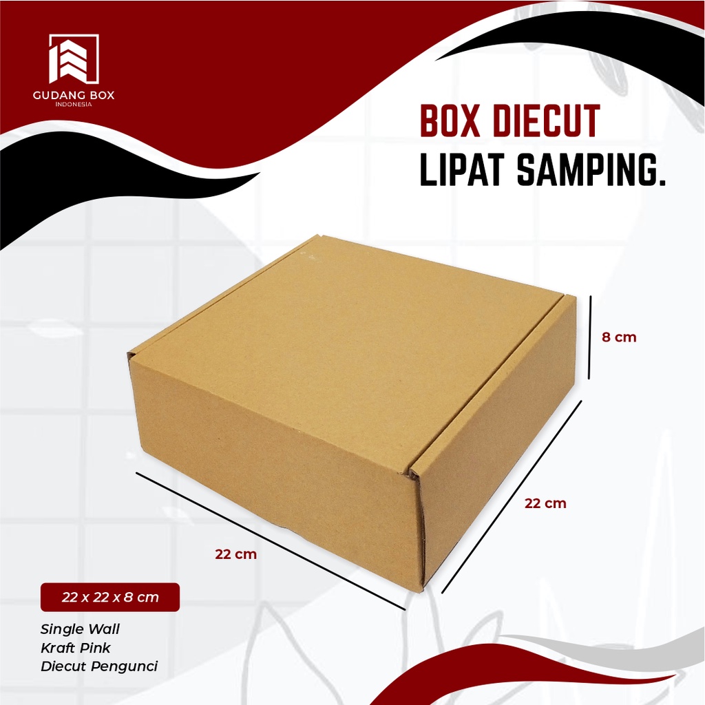 

Box Kardus DC Lipat Samping 22 x 22 x 8 cm Kardus/Packing/Polos/Pizza/Box/Hampers/BoxPizza - Bisa custom sablon
