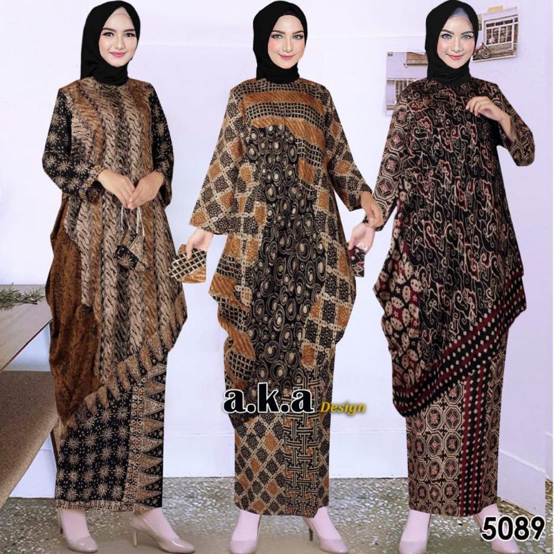 [5089]FASHION MUSLIM//SETELAN ROK MIRING//BATIK VISCOSE PREMIUM/SEMI SUTRA//KODE AKA