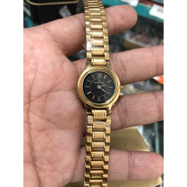 jam tangan wanita charlie jill gold dial hitam jam fashion