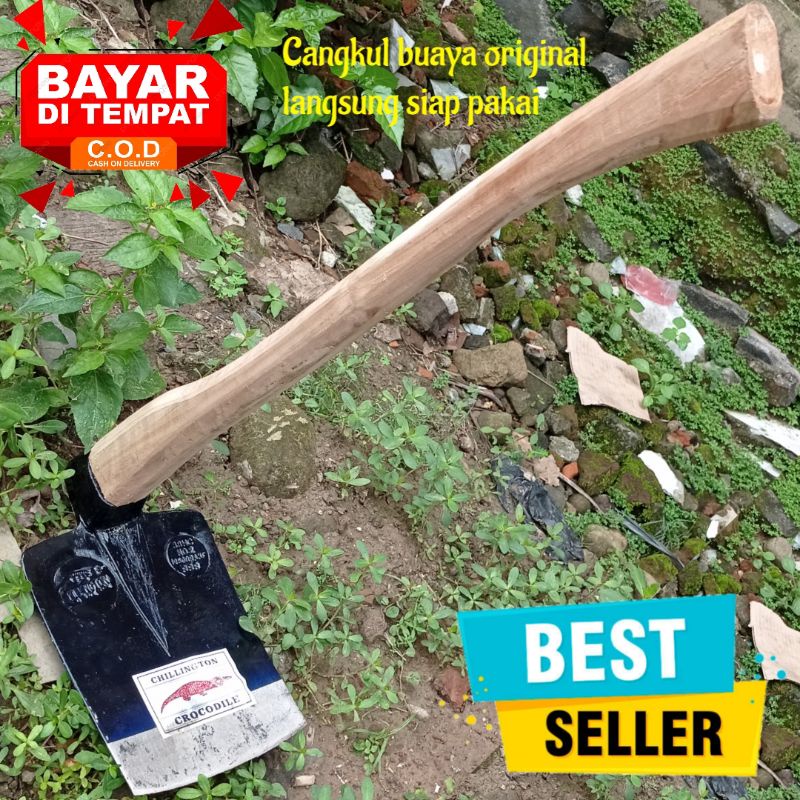 Cangkul tanah anti lengket cap buaya siap pakai-cangkul baja asli kualitas terbaik