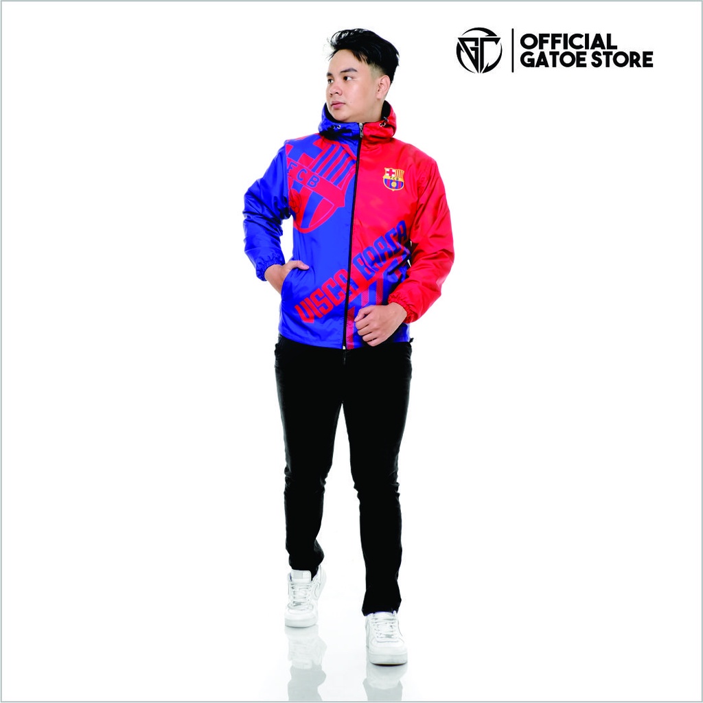 JAKET WINDBREAKER FULL PRINTING BARCELONA FC UNISEX