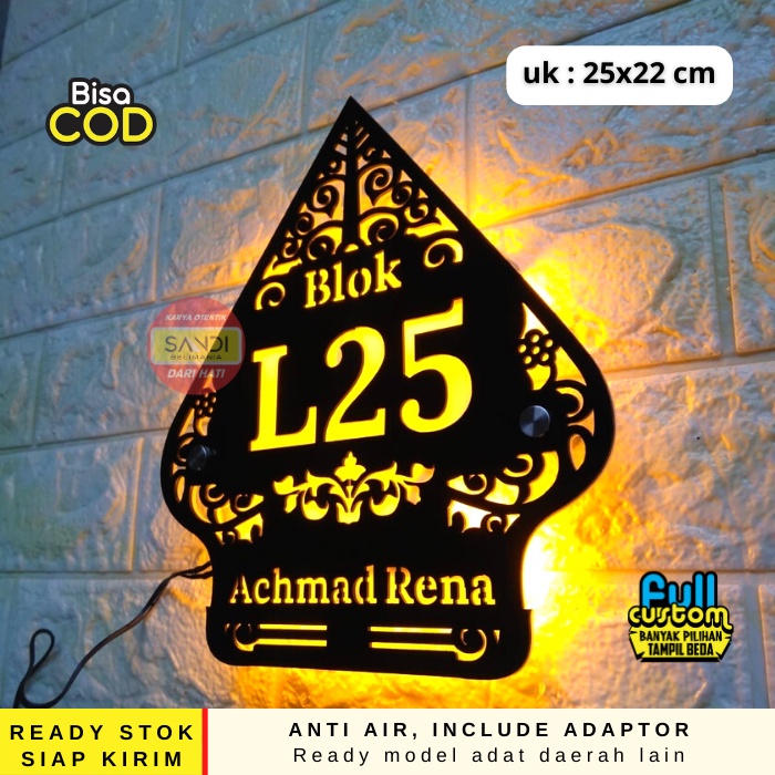 PAPAN NOMOR RUMAH LED ACRYLIC | NOMER RUMAH LED | NO RUMAH MENYALA ADAT ETNIS TRADISIONAL SPESIAL GU