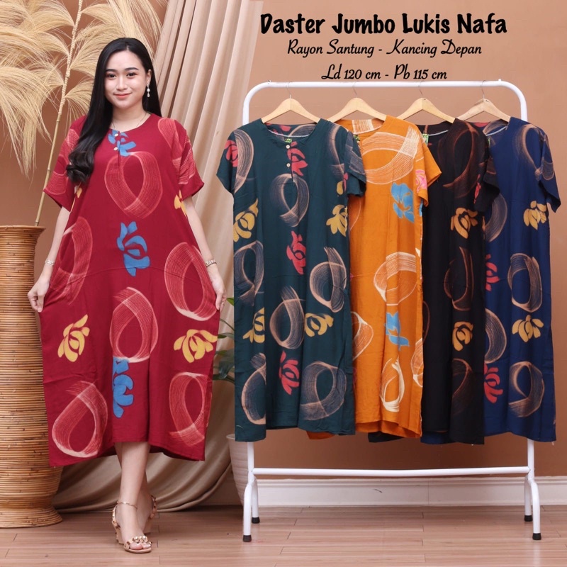 DASTER JUMBO BIG SIZE WANITA DASTER TERBARU DASTER BATIK LD 120 SANTUNG ADEM DASTER KANCING BUSUI DASTER IBU IBU LENGAN PENDEK