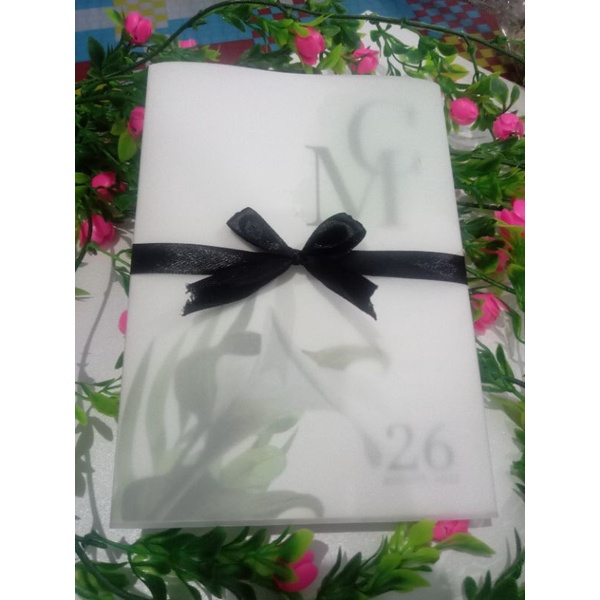 Undangan pernikahan softcover + amplop kalkir + pita