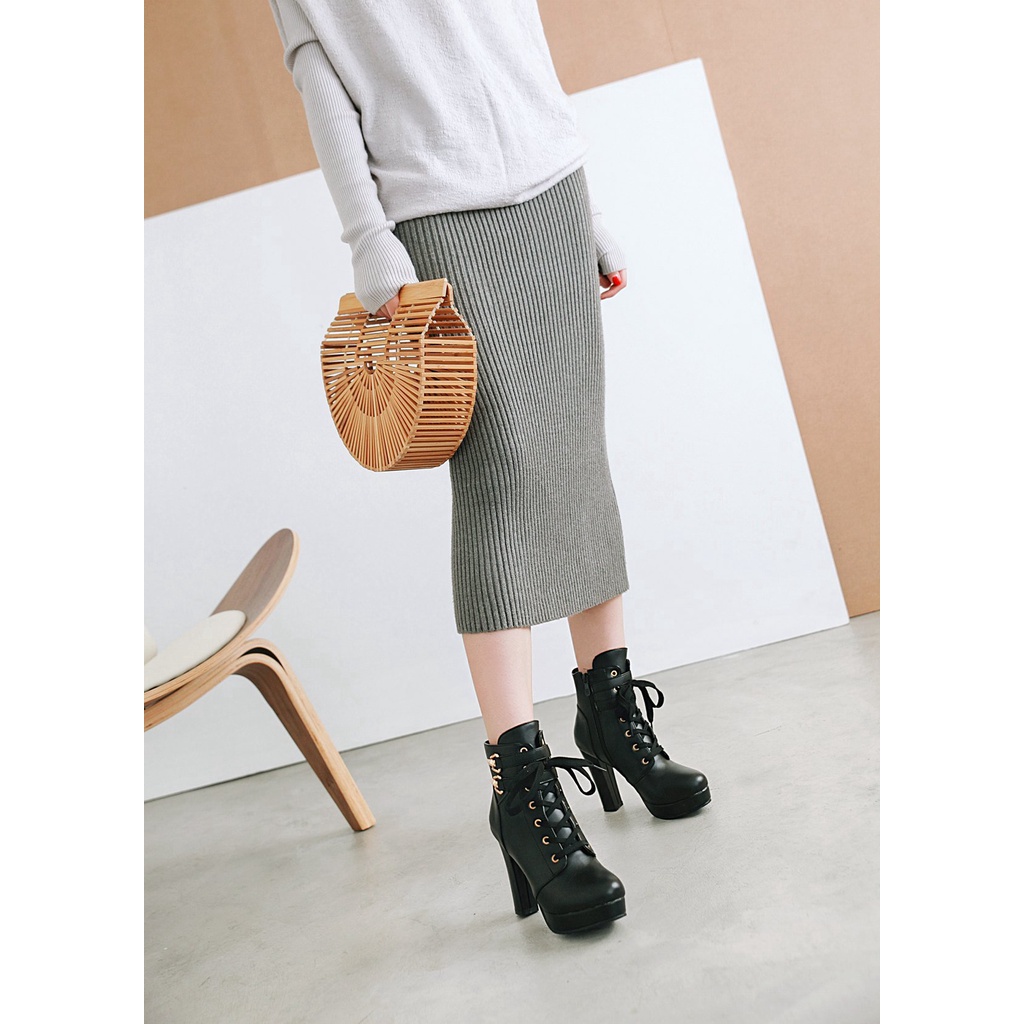✅PINKEY P118 NEW!! Fashion Women Boots Shoes PU Leather Breathable Chunky High
