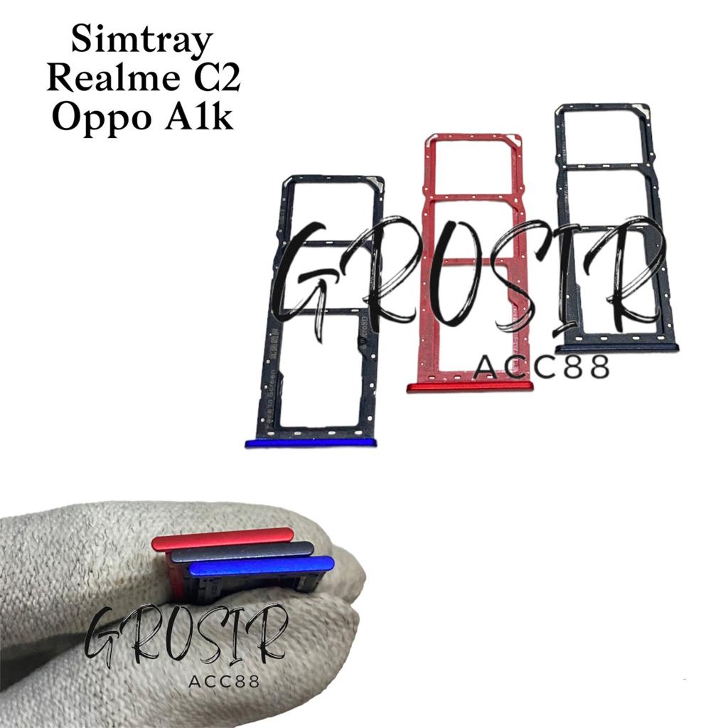 Simtray Simlock Slot Sim Dudukan Tempat Kartu Simcard Oppo A1k / Realme C2 Original