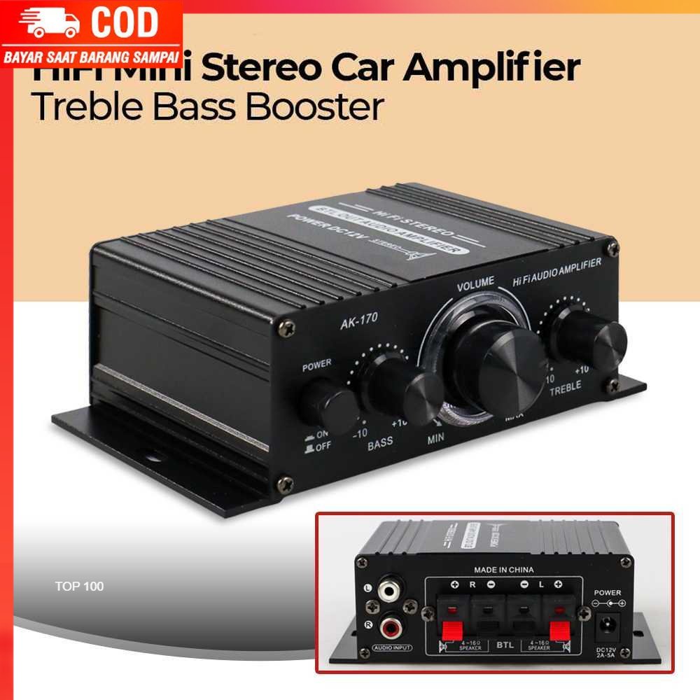 ( 100% BARANG ORI ) AKaudio HiFi Mini Stereo Car Amplifier Treble Bass Booster - AK-170