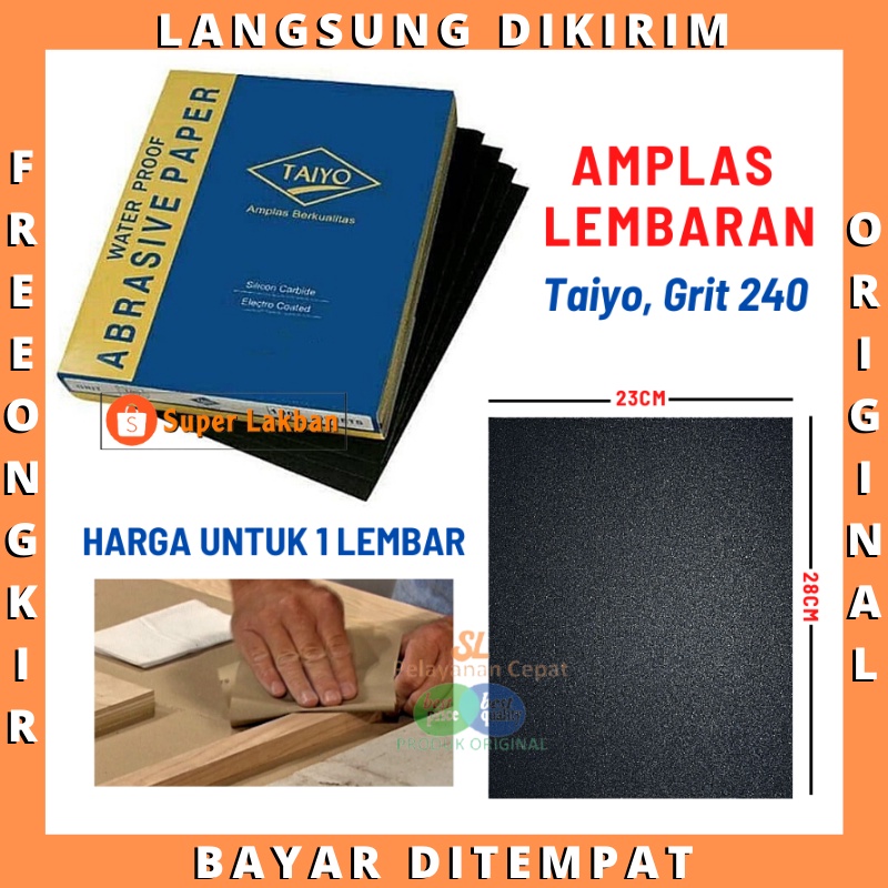 Amplas Lembaran Taiyo Grit 240 Kertas Ampelas Penghalus Kayu Besi Murah