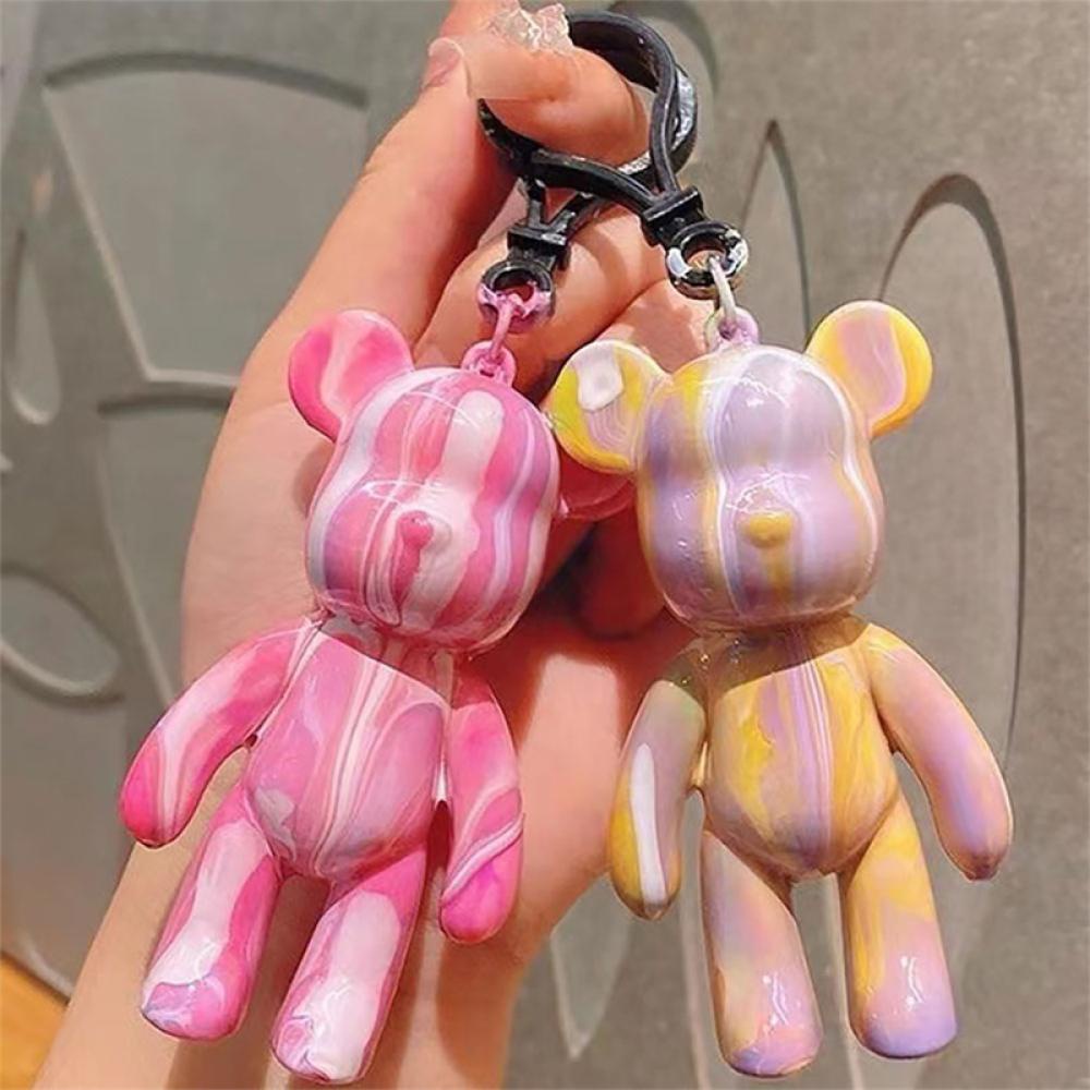 Timekey 5-7 cm Putih Embrio Graffiti Bear Set Handmade DIY Graffiti Keychain Manual Mainan Orang Tua-Anak Natal Tahun Baru Graffiti Mainan N6Y1