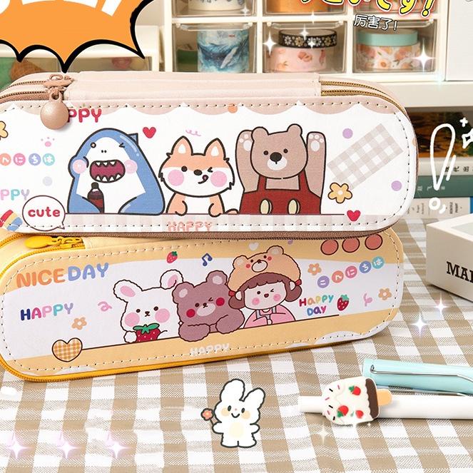 

B0D♢ KOTAK PENSIL DUA SUSUN ZIPPER / TEMPAT PENSIL LUCU UNIK 2 LAPIS / KOTAK PENSIL LUCU FS Barang Baru
