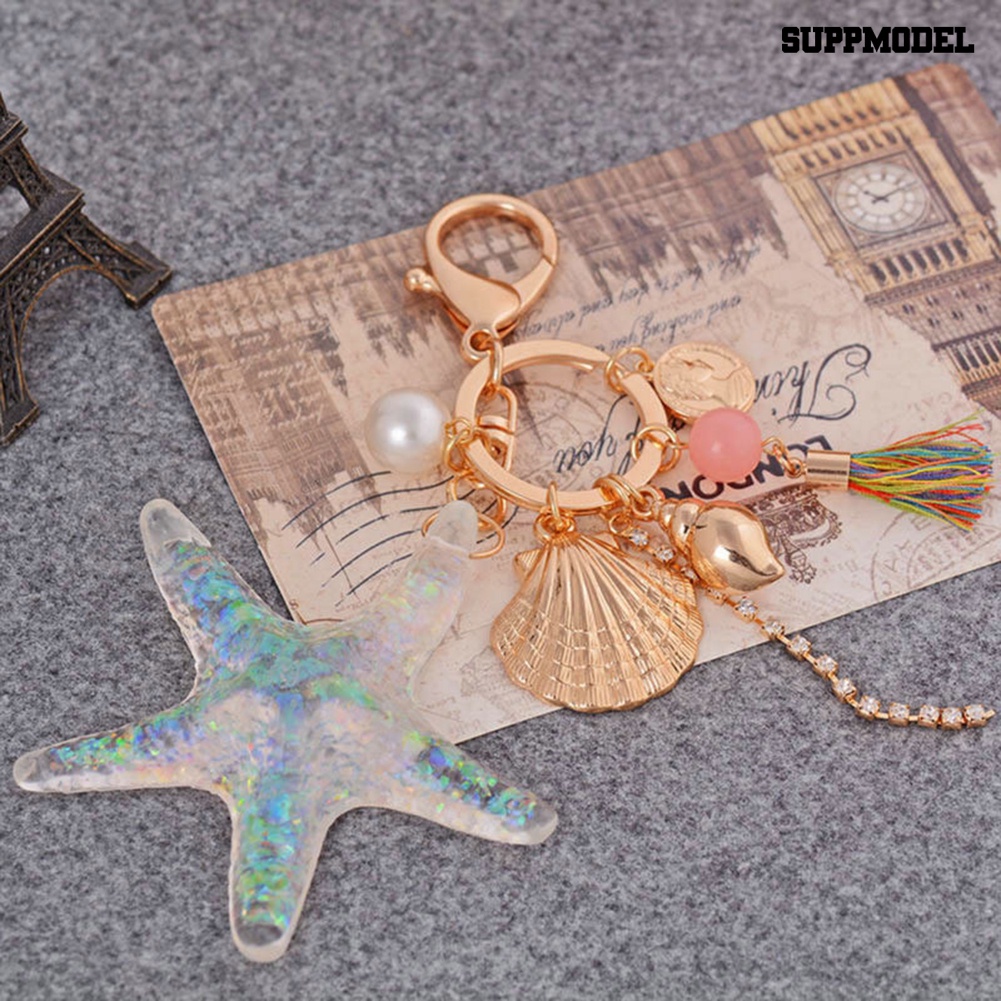 [Auto] Lucu Bintang Laut Shell Whelk Rumbai Liontin Gantungan Kunci Wanita Keyring Keychain Keyfob