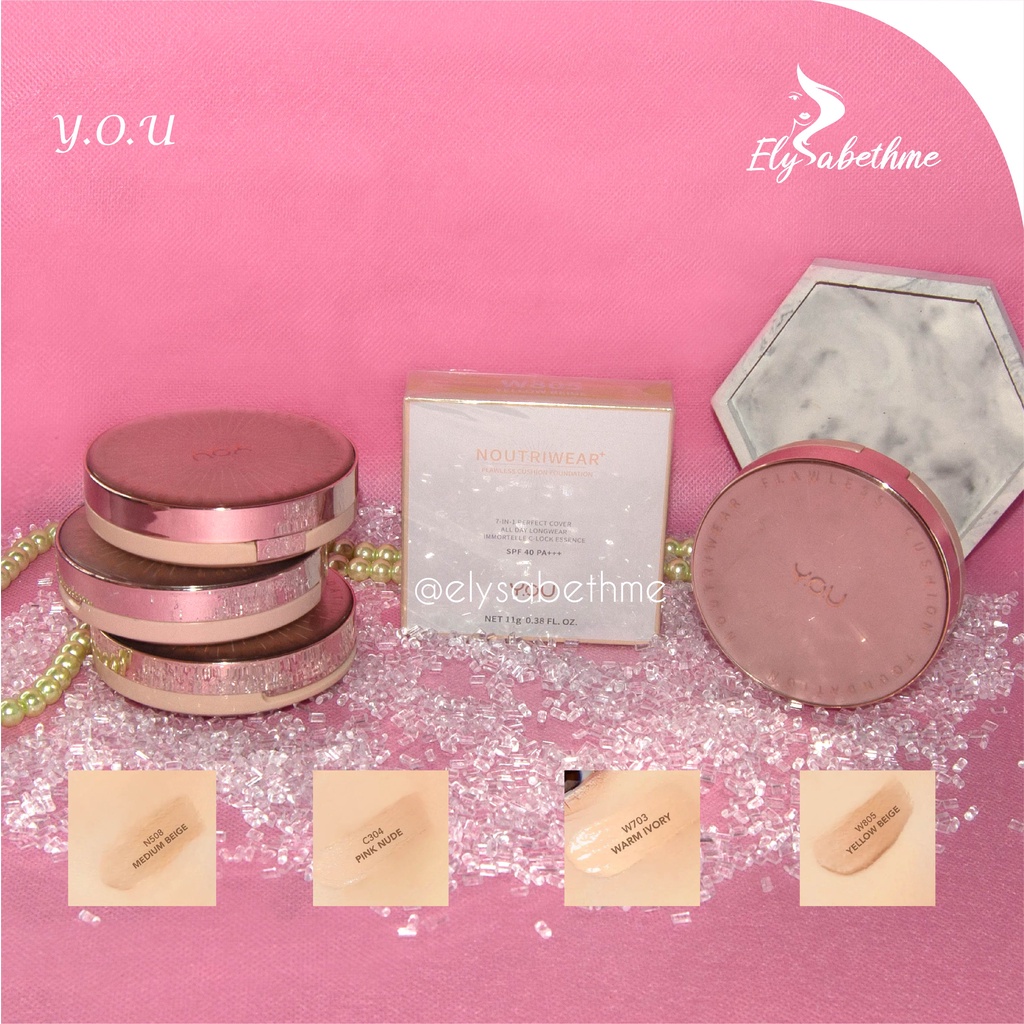 ✿ELYSABETHME✿ Y.O.U flawless cushion foundation alas bedak perfect cover bb cream hasil natural glass skin korea