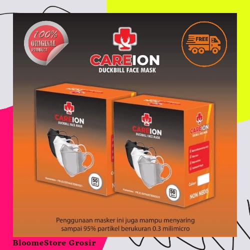 Masker Duckbill Careion Hitam & Putih Isi 50pcs