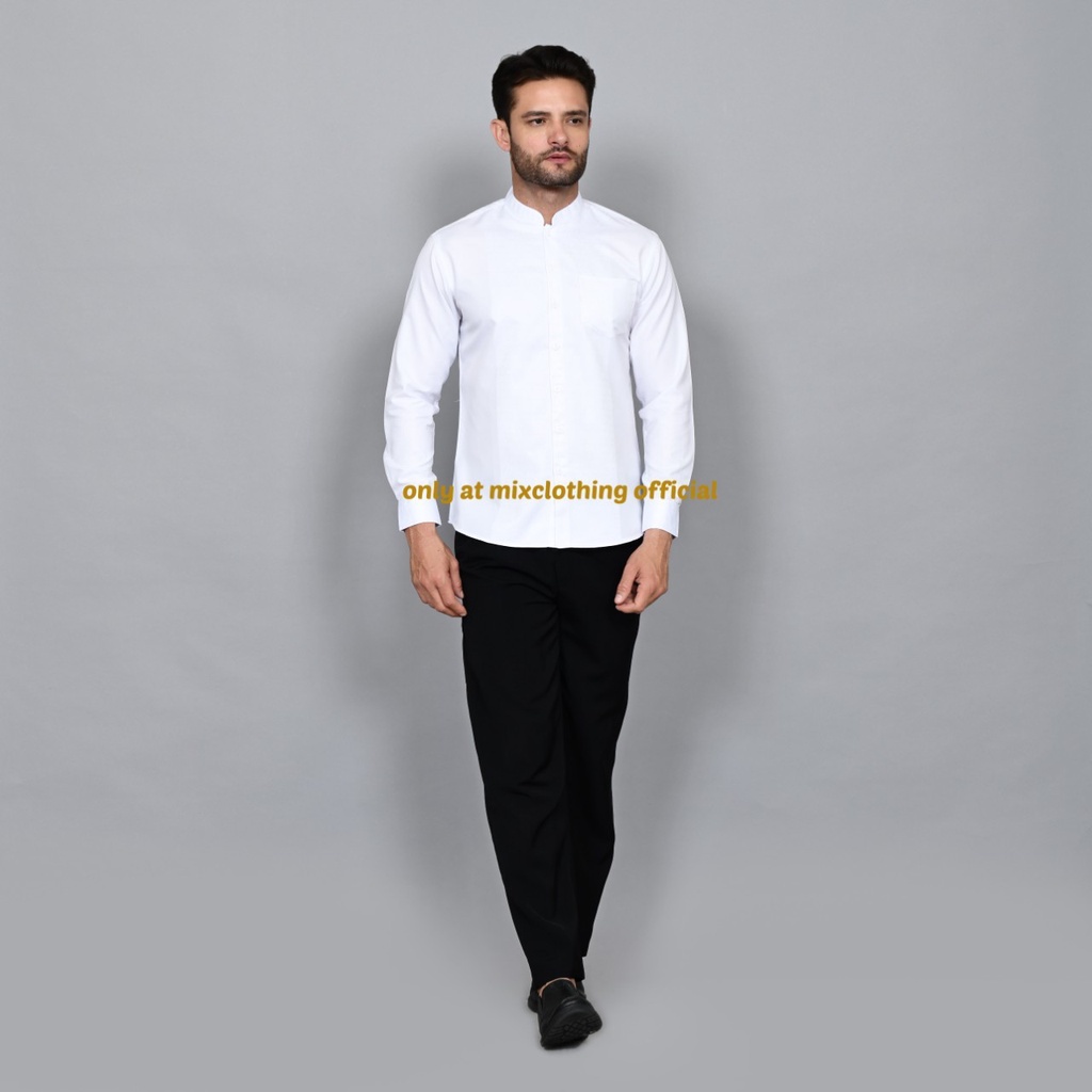 Timofey Baju Koko Muslim Kemeja Pria Lengan Panjang Slim Fit Premium Hem Lebaran Clear White