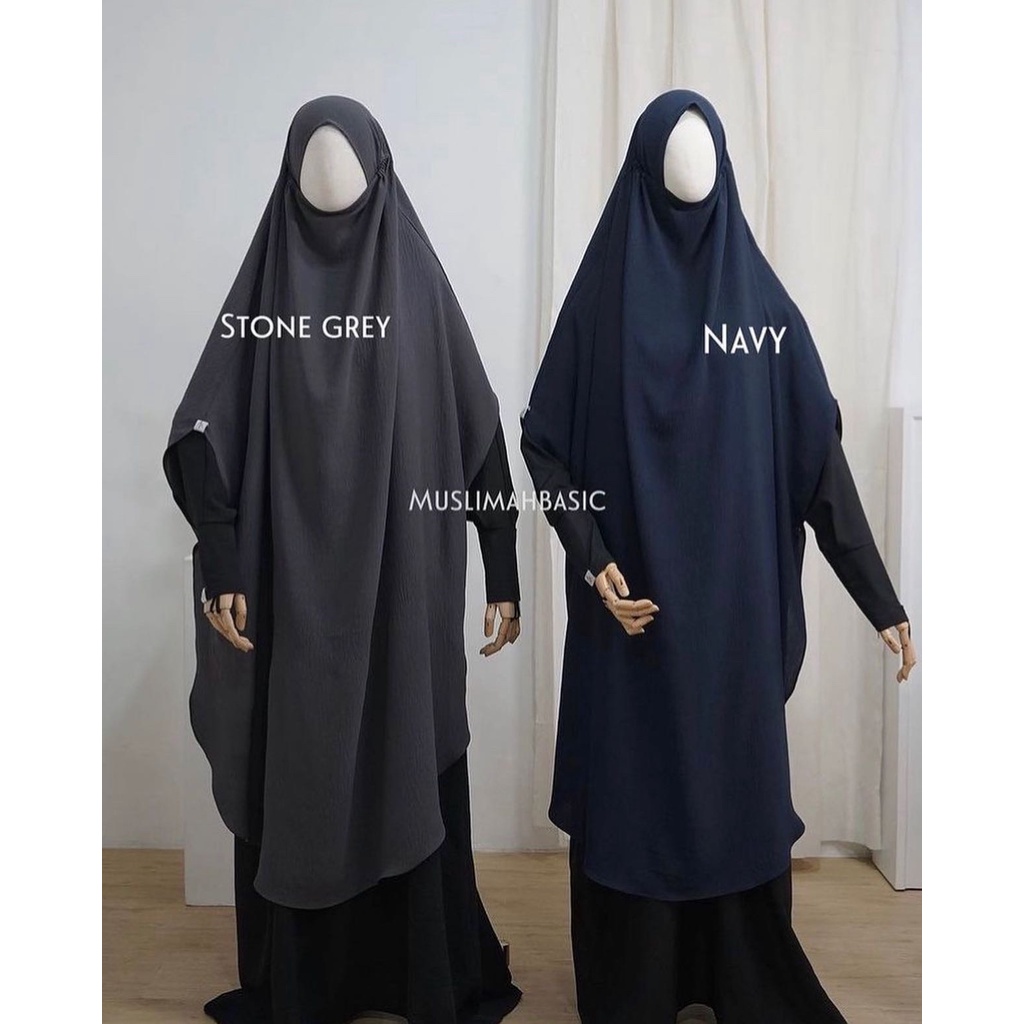 FULLBOOKED FK INSTAN LONG STONE GRAY SIZE M MUSLIMAH BASIC (NOVITA)