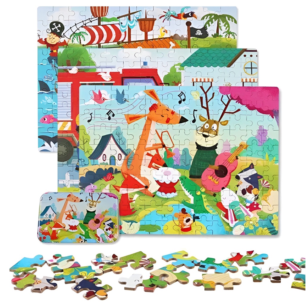 Metal Box 120pcs | Mainan Puzzle Edukasi Anak Kayu | Mainan Terbaru 2023 | Mainan Edukasi Anak Perempuan 2-3-4-5-6 Tahun