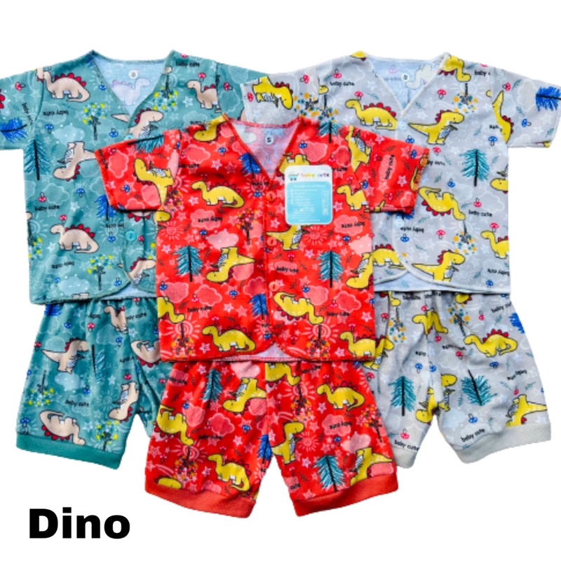 Stelan baju dan celana bayi Motif Dino Babycute baru lahir Grosir 3 stel SNI Sale 7.7